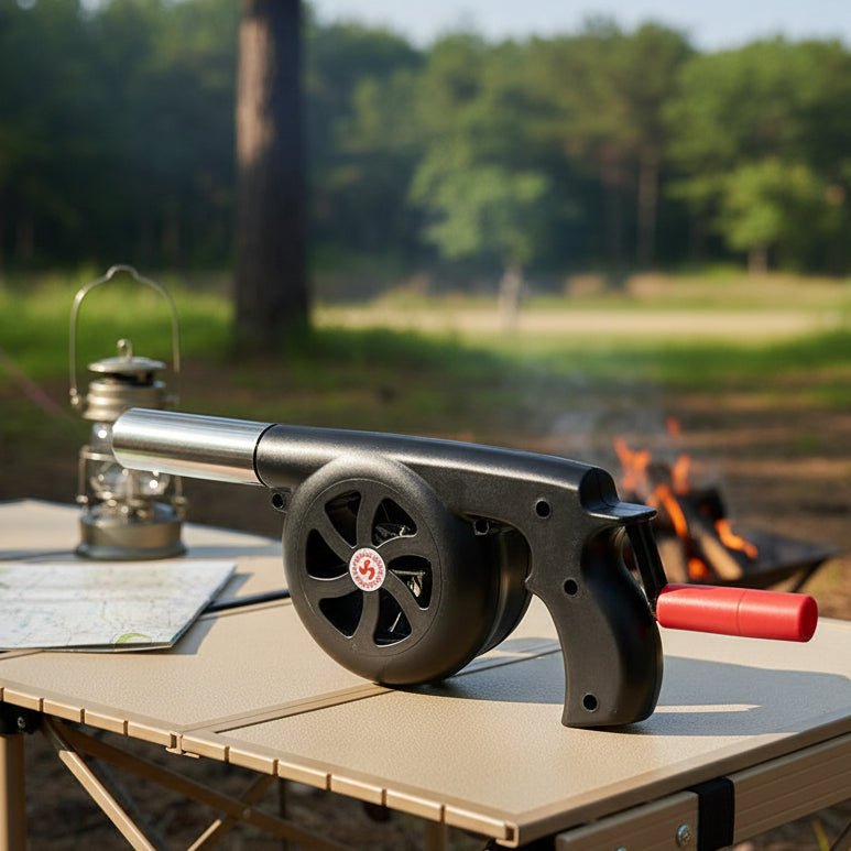 BBQWind Fan - Ventilatore portatile a manovella per barbecue, per accendere facilmente il fuoco all'aperto