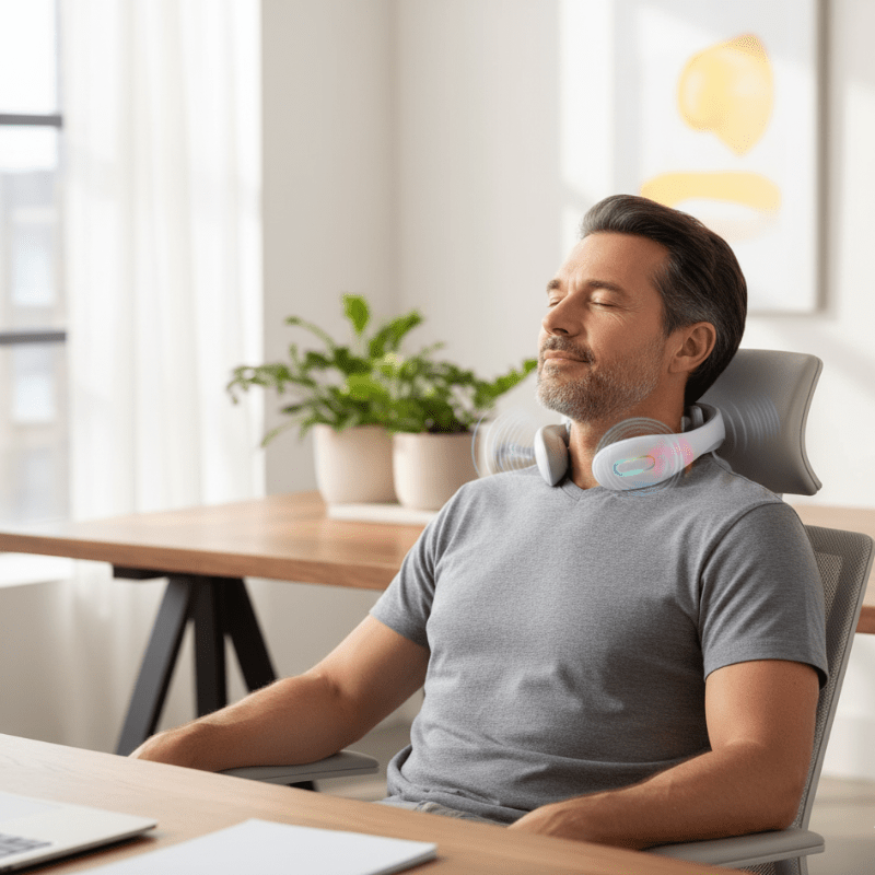 NECKVIBE – Dispositivo per il collo con vibrazione intelligente e riscaldamento per un profondo rilassamento