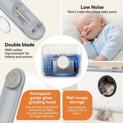 Tagliaunghie elettrico ricaricabile per adulti e bambini, con contenitore integrato, leggero