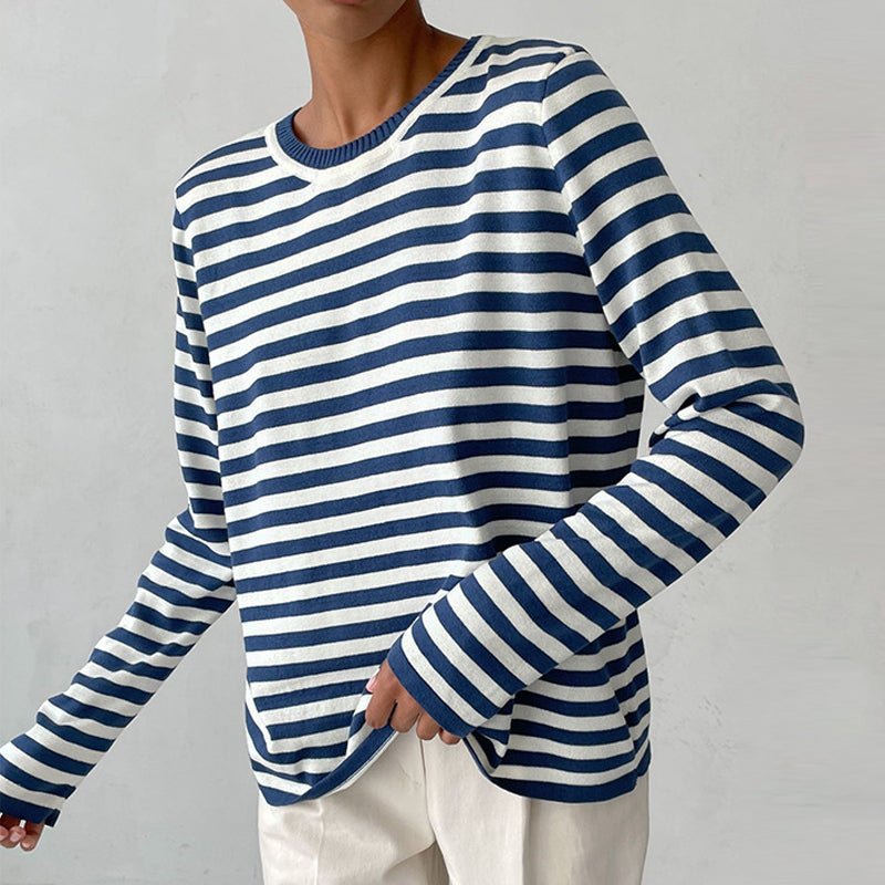 STRIPELY – Camicia a maniche lunghe a righe per donna realizzata in materiale morbido