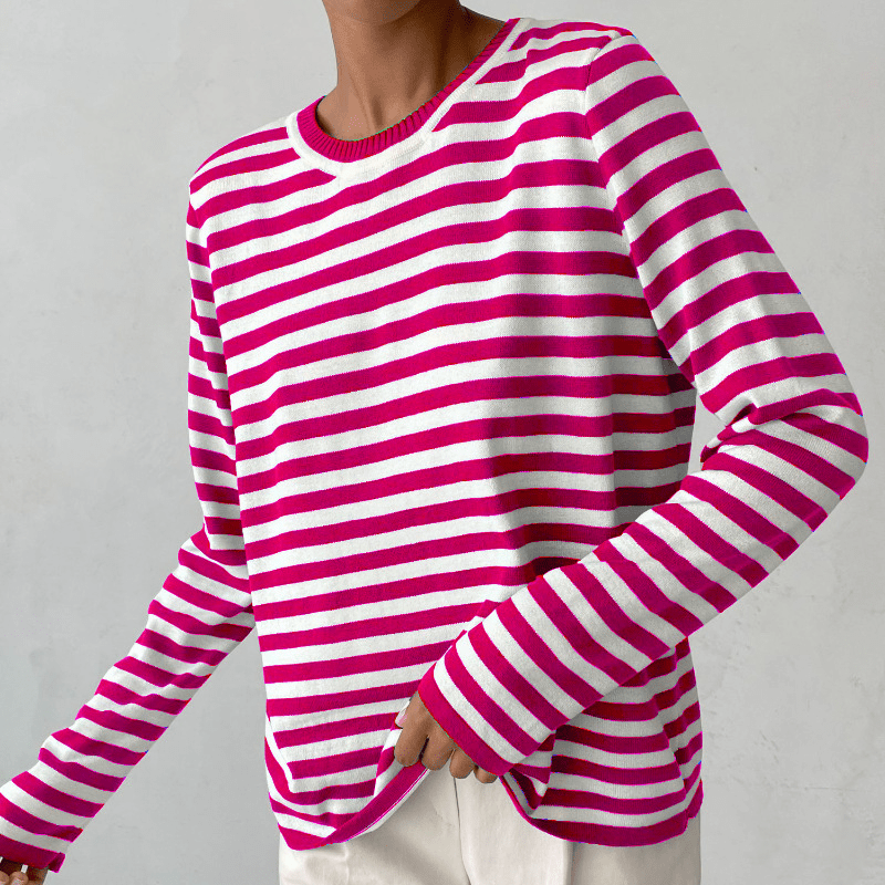 STRIPELY – Camicia a maniche lunghe a righe per donna realizzata in materiale morbido