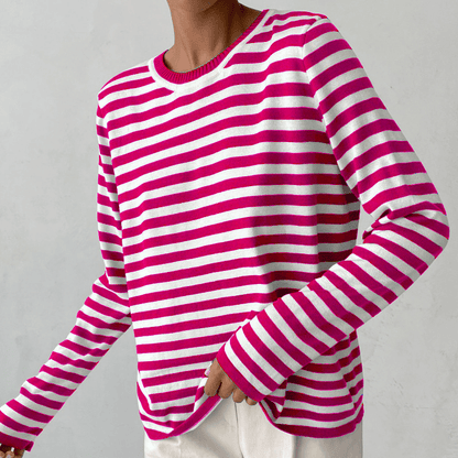 STRIPELY – Camicia a maniche lunghe a righe per donna realizzata in materiale morbido