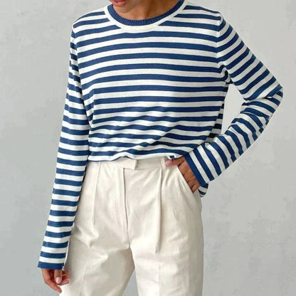 STRIPELY – Camicia a maniche lunghe a righe per donna realizzata in materiale morbido
