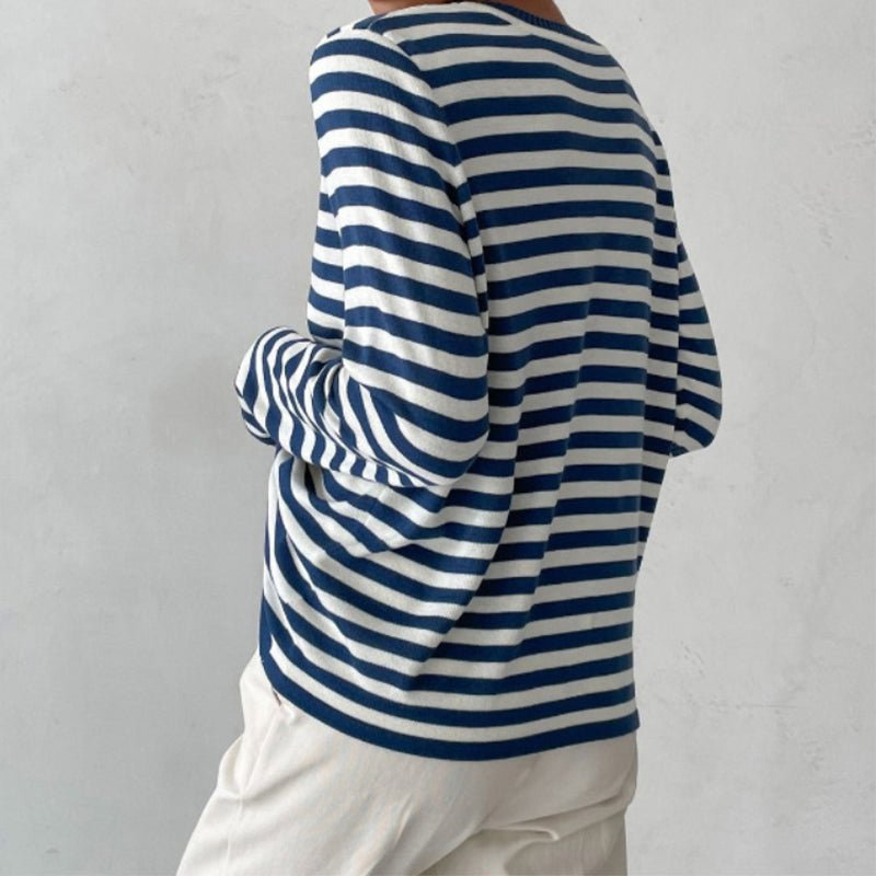 STRIPELY – Camicia a maniche lunghe a righe per donna realizzata in materiale morbido