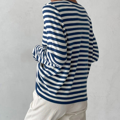 STRIPELY – Camicia a maniche lunghe a righe per donna realizzata in materiale morbido