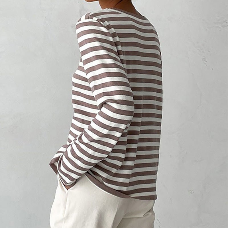 STRIPELY – Camicia a maniche lunghe a righe per donna realizzata in materiale morbido