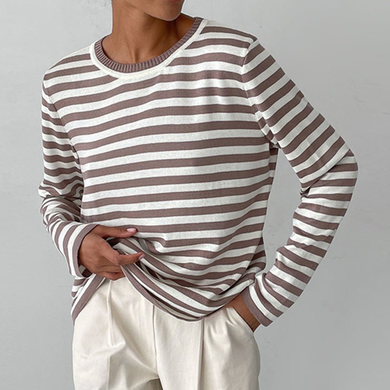 STRIPELY – Camicia a maniche lunghe a righe per donna realizzata in materiale morbido