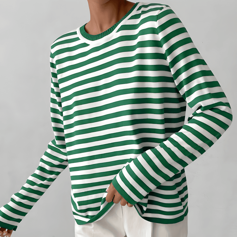 STRIPELY – Camicia a maniche lunghe a righe per donna realizzata in materiale morbido