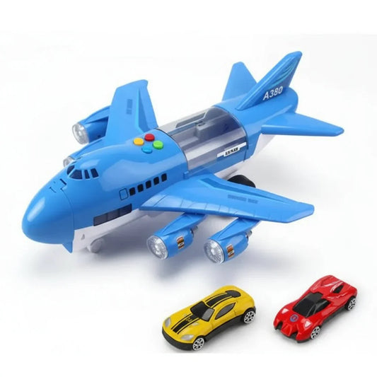 SKYRACER – Aereo giocattolo a inerzia con musica, luci e macchinine per bambini