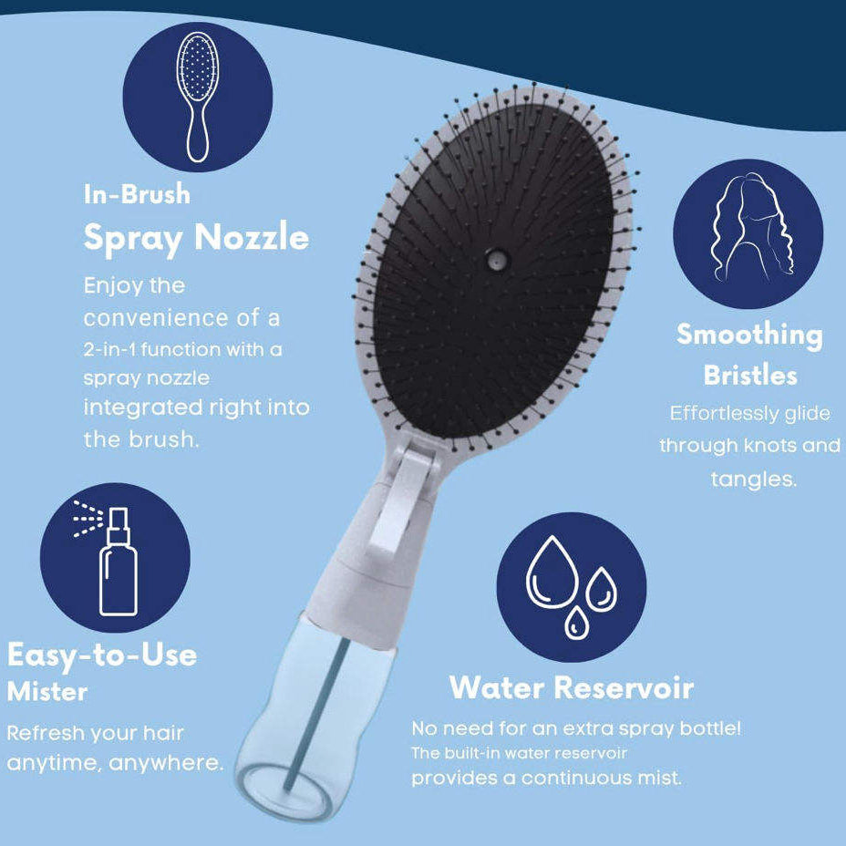 MISTBRUSH – Spazzola 2-in-1 con funzione spray per styling di capelli bagnati e asciutti