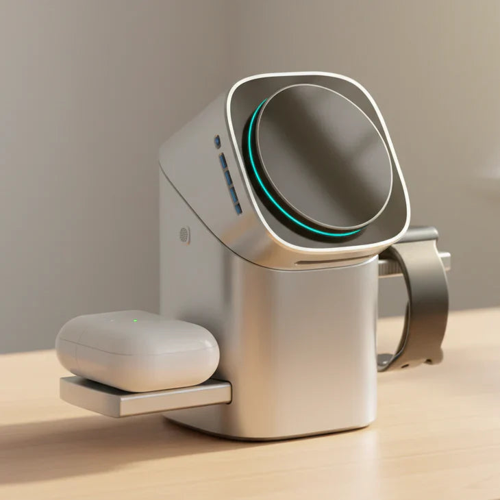 ROTACHARGE – Caricatore wireless 3-in-1 con funzione girevole per smartphone, orologio e cuffie