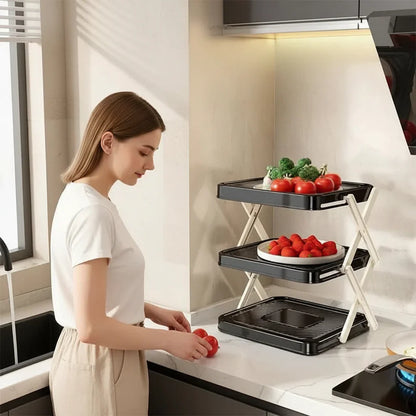 SPICEFOLD – Scaffale da cucina pieghevole a tre ripiani per la massima organizzazione