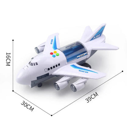 SKYRACER – Aereo giocattolo a inerzia con musica, luci e macchinine per bambini