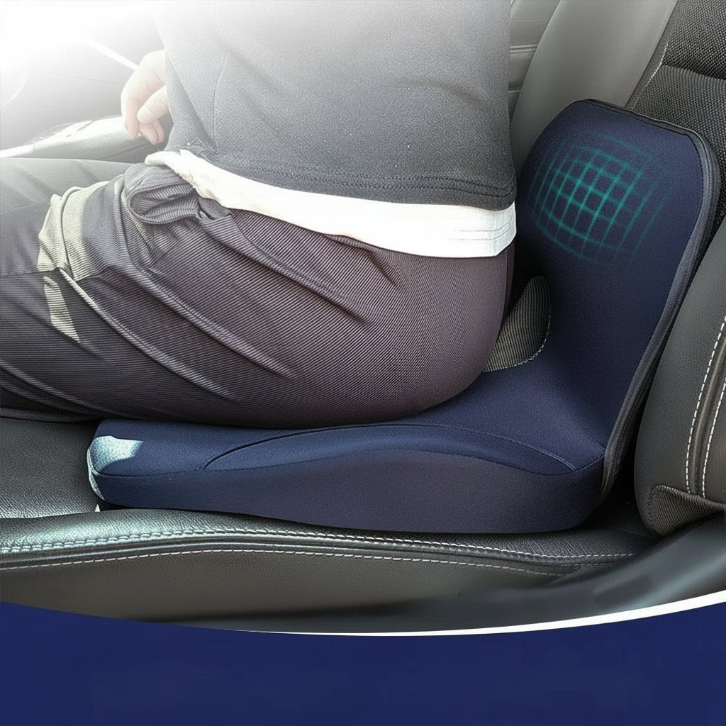 CURVICUSH – Cuscino in memory foam a forma di L per la stabilizzazione della vita e il comfort dell’anca