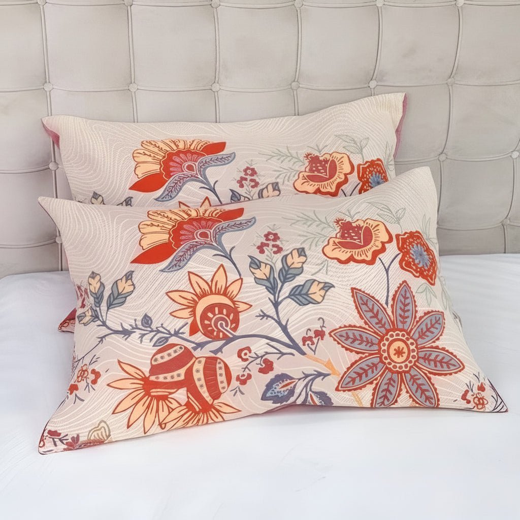 NATURÉA – Federe per cuscini in stile rustico bohemiano con motivo floreale, realizzate in cotone morbido, set da 2