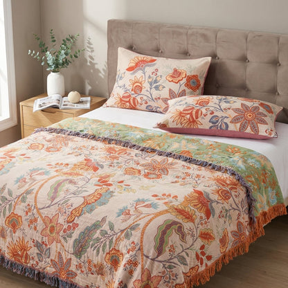 NATURÉA – Federe per cuscini in stile rustico bohemiano con motivo floreale, realizzate in cotone morbido, set da 2