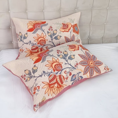 NATURÉA – Federe per cuscini in stile rustico bohemiano con motivo floreale, realizzate in cotone morbido, set da 2
