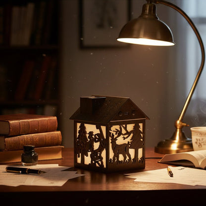 CABINMIST – Umidificatore per aromaterapia a forma di casa in legno, con capacità di 240 ml e luce notturna