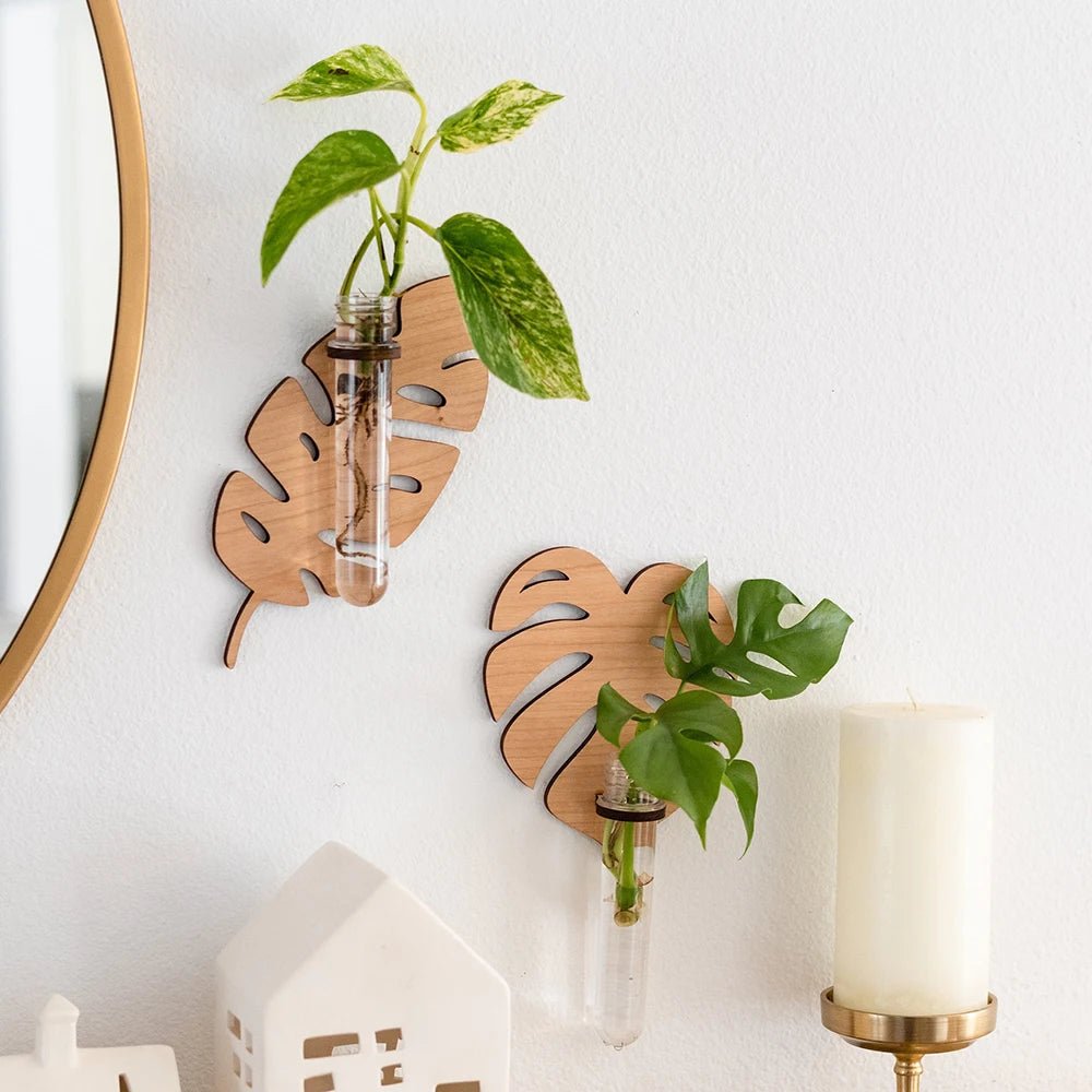 FLORHOLZ – Portavasi da parete a forma di foglia realizzato in legno naturale
