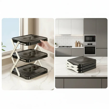 SPICEFOLD – Scaffale da cucina pieghevole a tre ripiani per la massima organizzazione