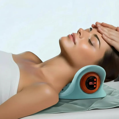 Flexease Massaggiatore cervicale - Massaggiatore EMS per il collo con agopressione e trazione per alleviare il dolore