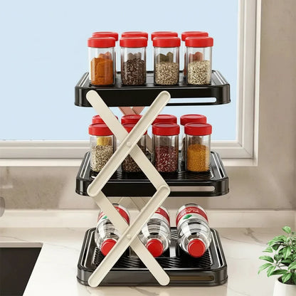 SPICEFOLD – Scaffale da cucina pieghevole a tre ripiani per la massima organizzazione