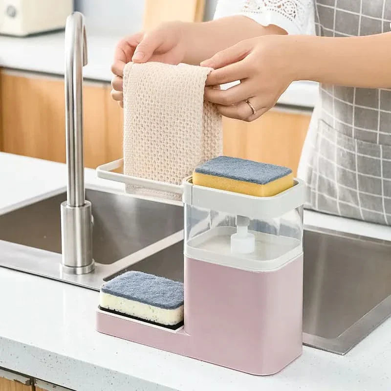 SCRUBFLOW – Spazzola per piatti con dosatore automatico di sapone e supporto
