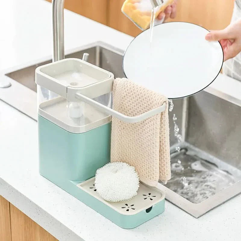 SCRUBFLOW – Spazzola per piatti con dosatore automatico di sapone e supporto