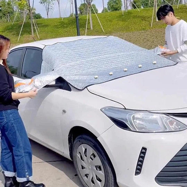 Copertura magnetica anti-gelo per auto MGT, in alluminio e cotone, argento