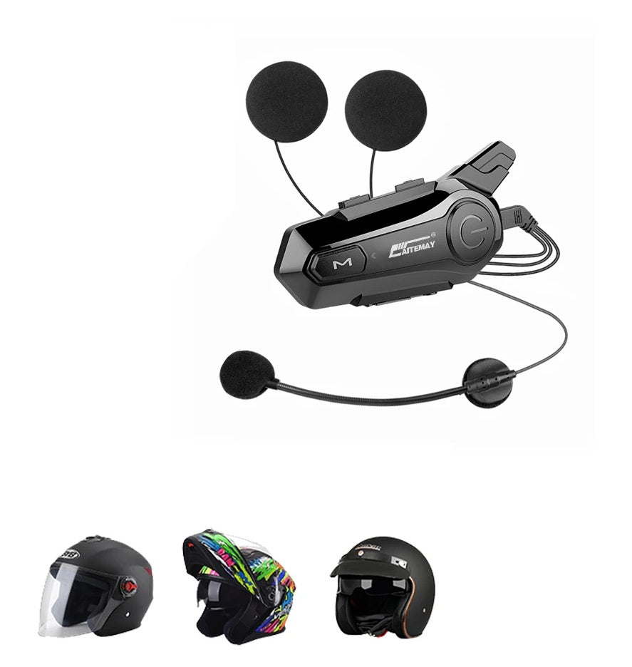 Interfono Bluetooth per casco da moto - Interfono wireless da 1000 M, chiamate in vivavoce, audio cristallino per 2 motociclisti in viaggio e avventura