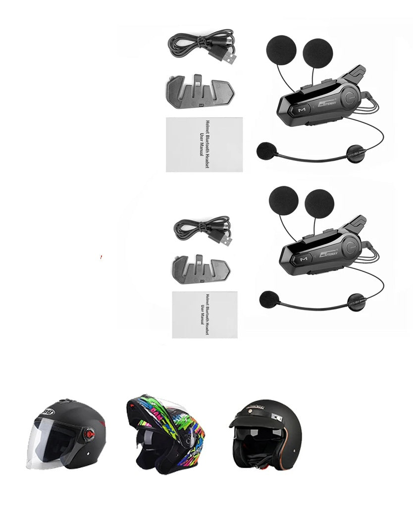 Interfono Bluetooth per casco da moto - Interfono wireless da 1000 M, chiamate in vivavoce, audio cristallino per 2 motociclisti in viaggio e avventura
