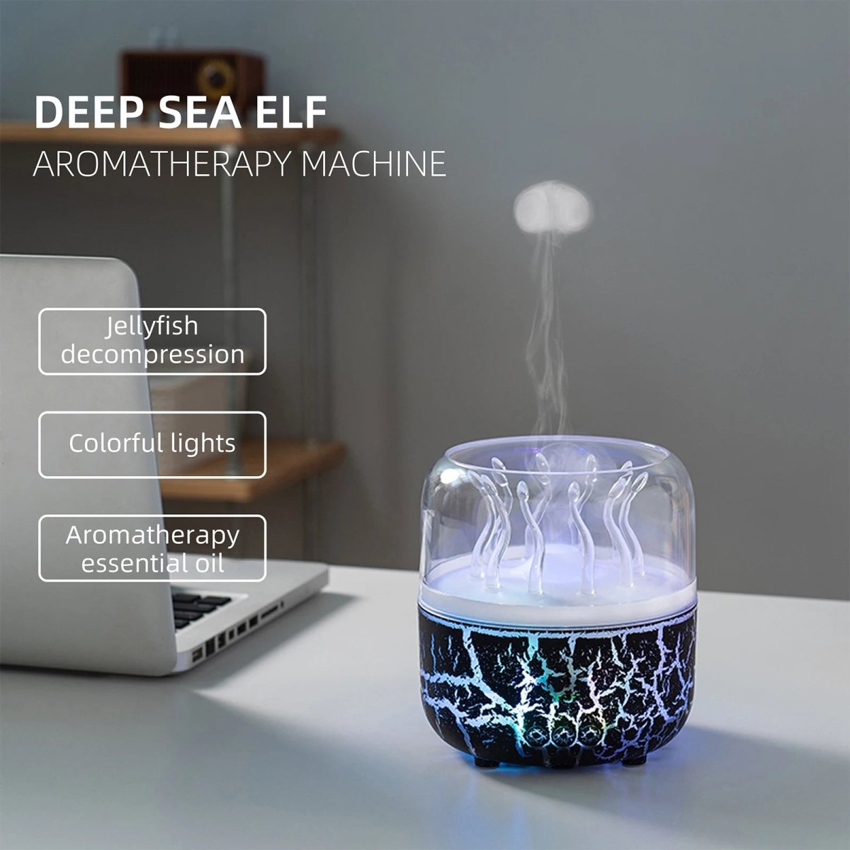 JELLYZEN – Umidificatore ad aroma a forma di medusa da 280 ml con timer