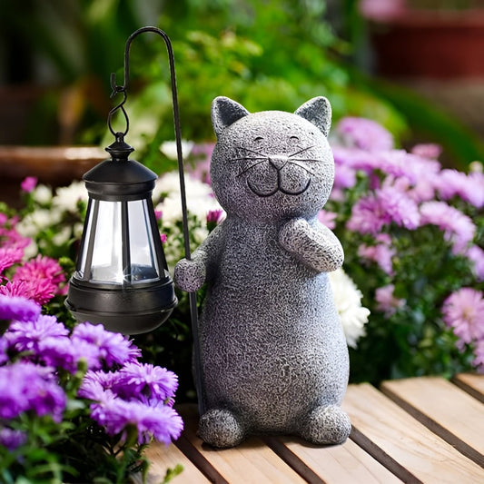 LUXKITTY – Statua di gatto solare con luce soffice per il giardino