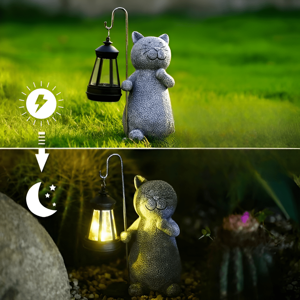LUXKITTY – Statua di gatto solare con luce soffice per il giardino