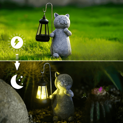 LUXKITTY – Statua di gatto solare con luce soffice per il giardino