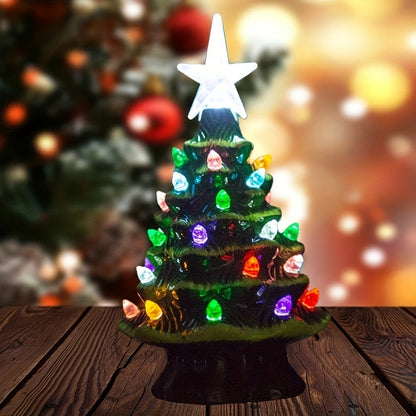 Albero di Natale in Ceramica Decorazione da Tavolo con LED