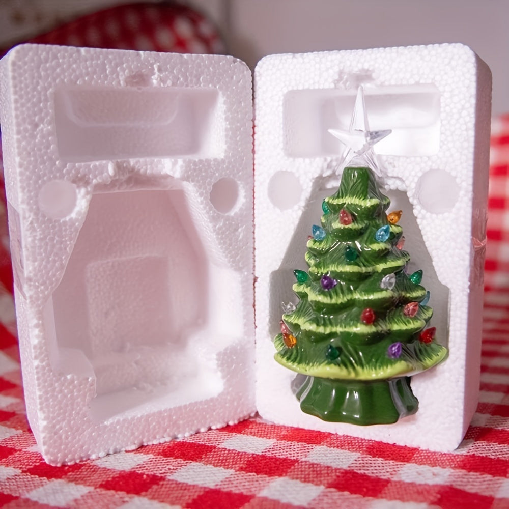 Albero di Natale in Ceramica Decorazione da Tavolo con LED