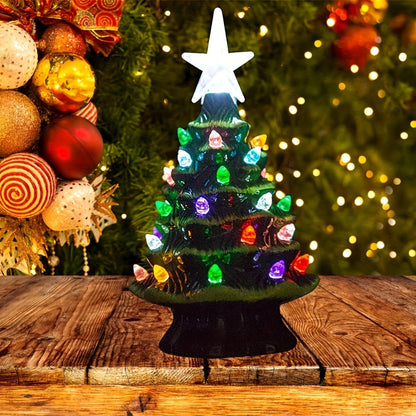 Albero di Natale in Ceramica Decorazione da Tavolo con LED