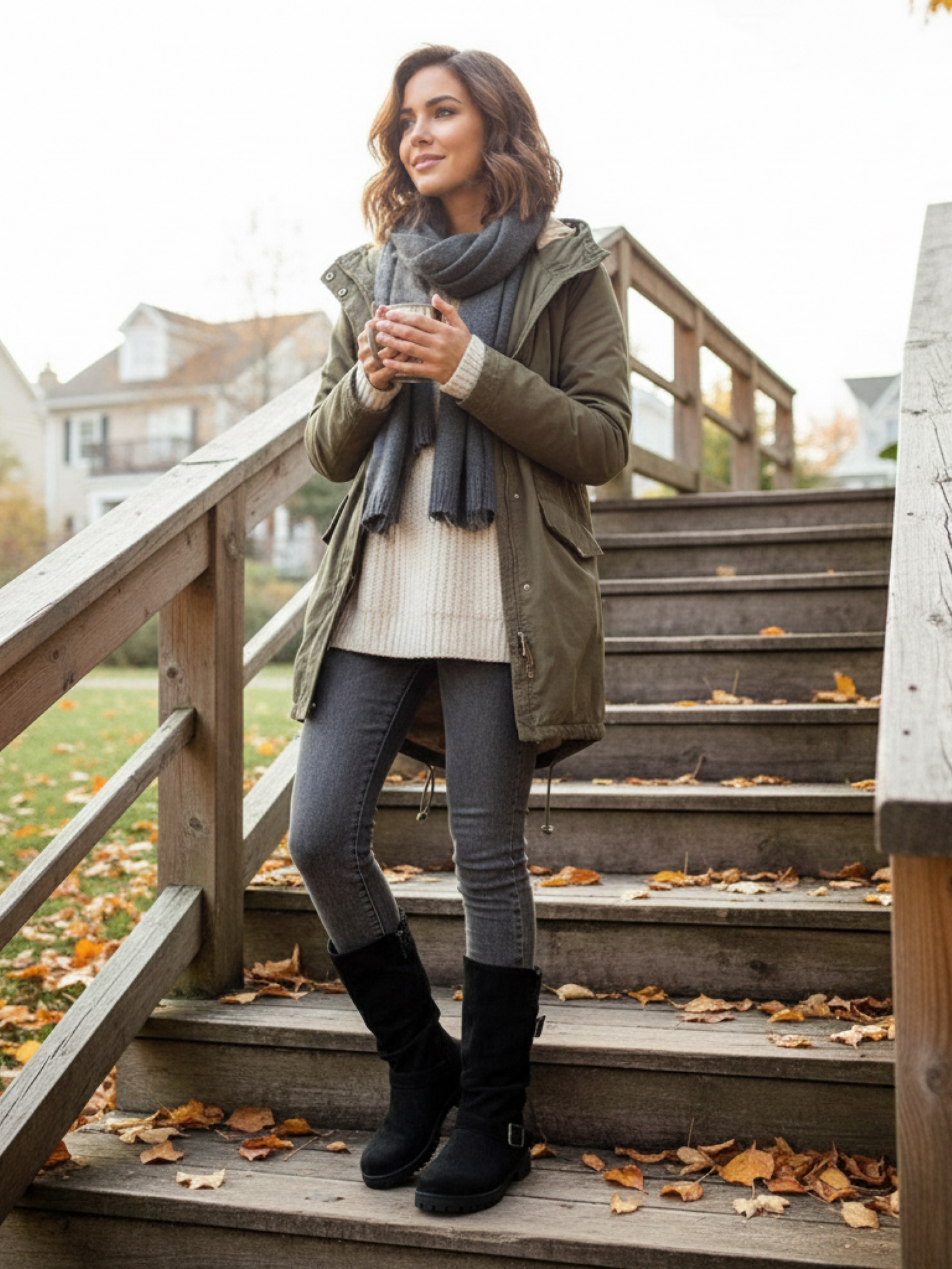 Stivali a Mezza Gamba con Risvolto in Maglia e Fibbie – Comfort & Stile per l’Inverno