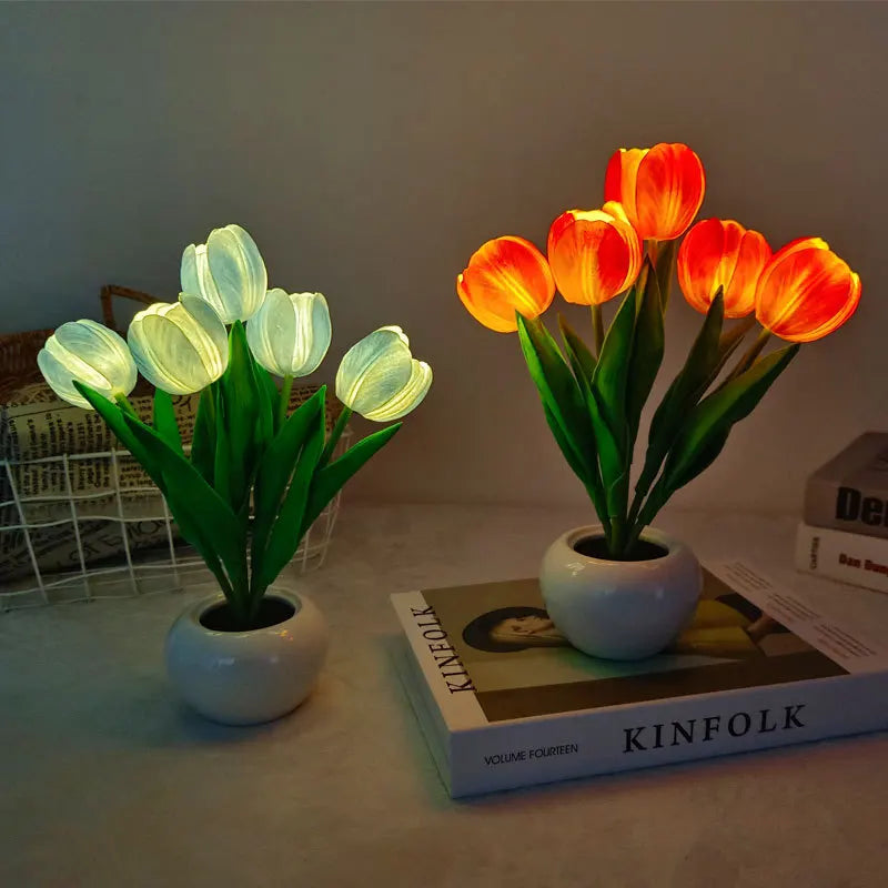 TULILIGHT – Lampada LED a tulipano | Lampada da tavolo romantica per un'atmosfera calda