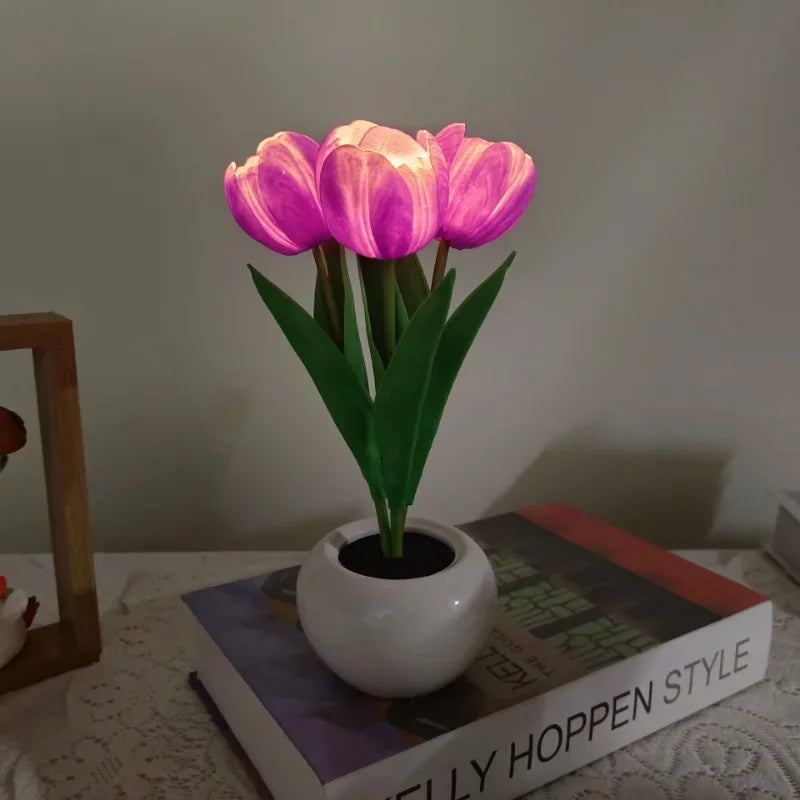 TULILIGHT – Lampada LED a tulipano | Lampada da tavolo romantica per un'atmosfera calda