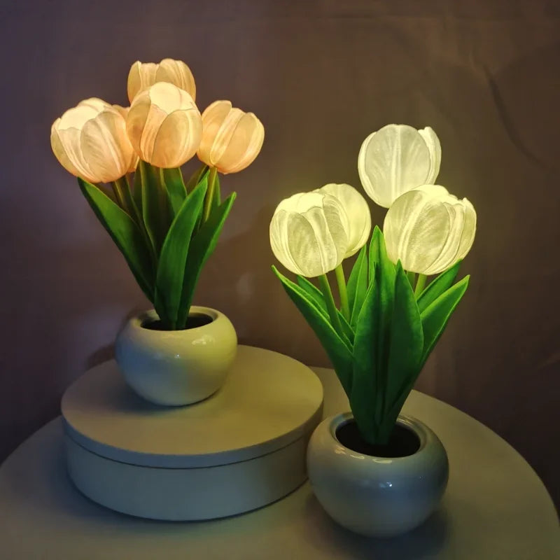TULILIGHT – Lampada LED a tulipano | Lampada da tavolo romantica per un'atmosfera calda