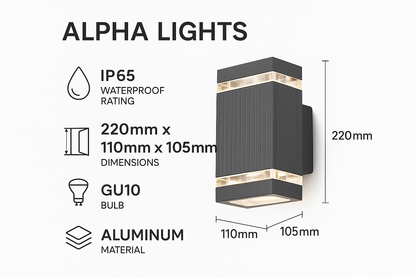 Lumora – Lampada da Esterno Moderna Up & Down Nera – Impermeabile IP65 con Attacco GU10