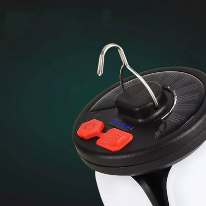 CAMPORA – Lanterna da campeggio solare con alimentazione USB e pannelli luminosi pieghevoli a 90°