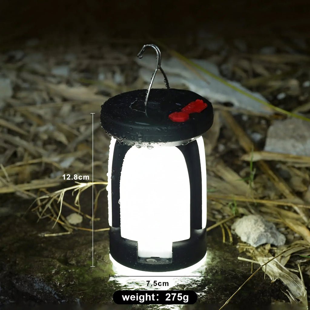 CAMPORA – Lanterna da campeggio solare con alimentazione USB e pannelli luminosi pieghevoli a 90°