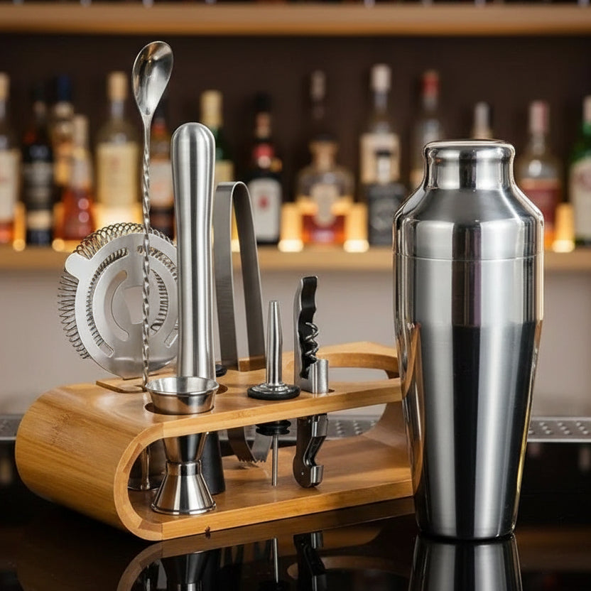 LUXMIX BARSET - Set da bar in acciaio inossidabile da 10 pezzi per cocktail eleganti