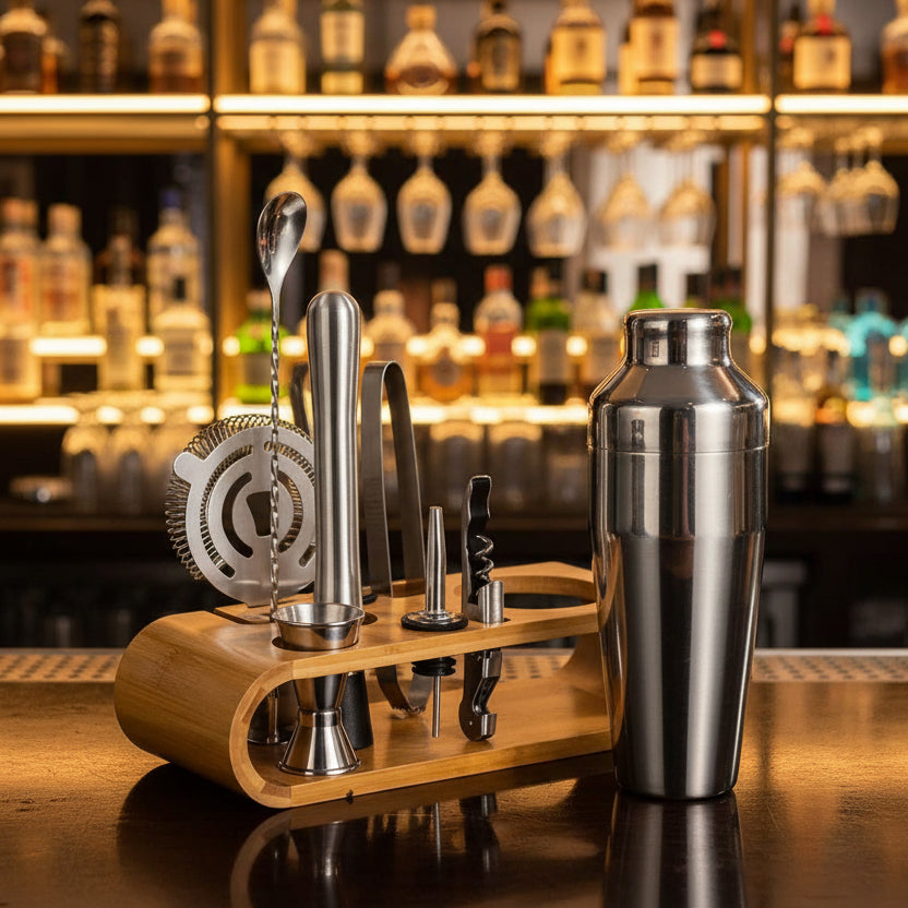 LUXMIX BARSET - Set da bar in acciaio inossidabile da 10 pezzi per cocktail eleganti