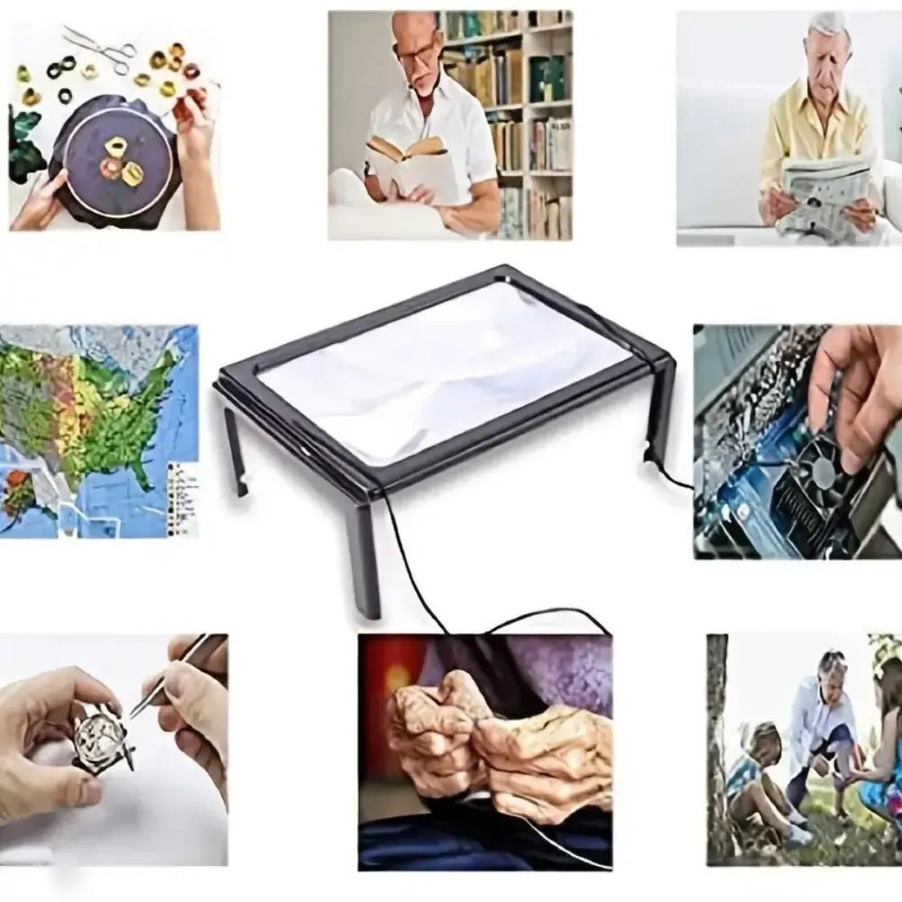 TEXTDESK – Lente d'ingrandimento da tavolo pieghevole 3x con illuminazione a LED per lettura a mani libere