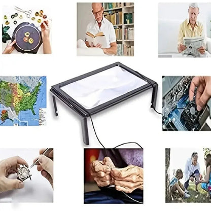 TEXTDESK – Lente d'ingrandimento da tavolo pieghevole 3x con illuminazione a LED per lettura a mani libere