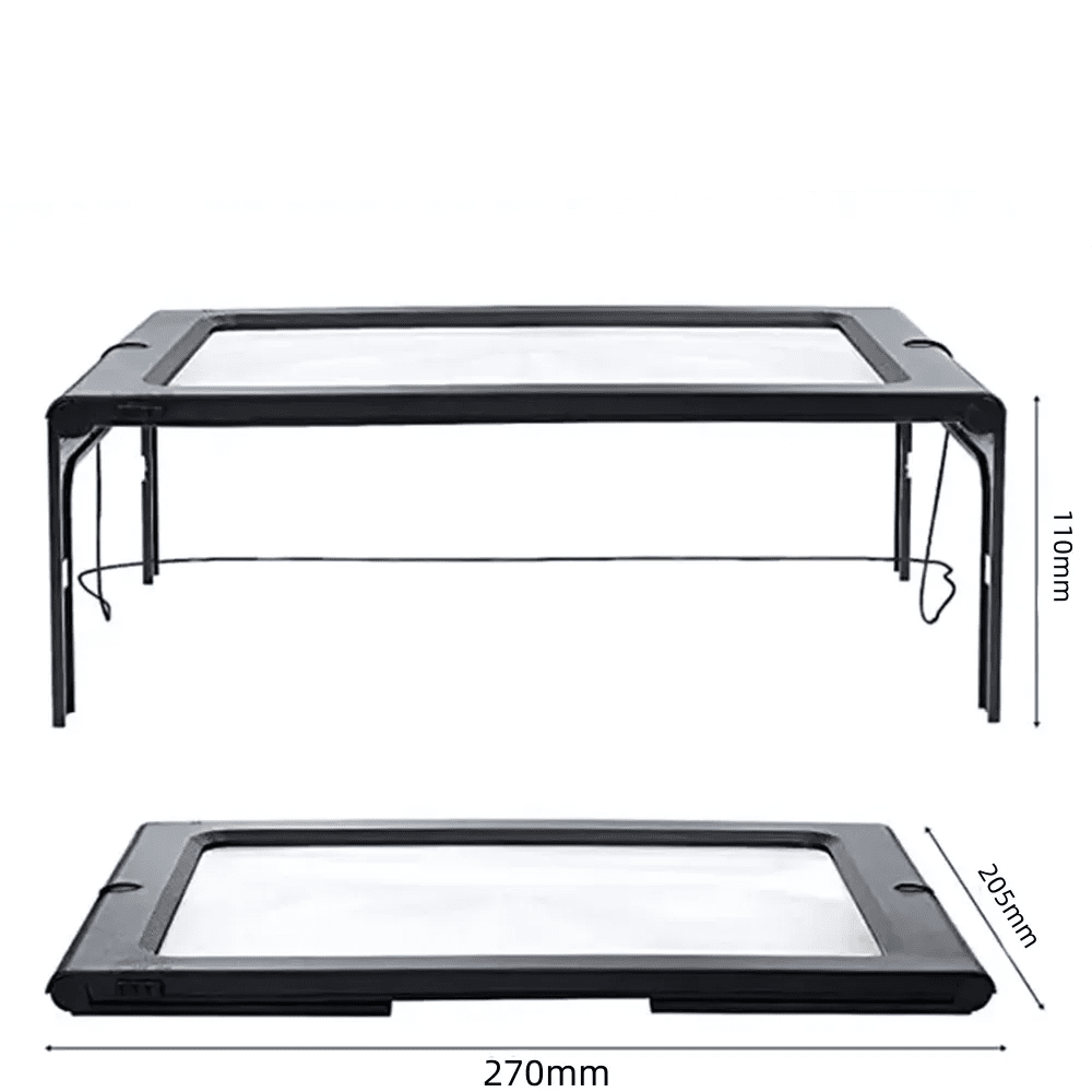 TEXTDESK – Lente d'ingrandimento da tavolo pieghevole 3x con illuminazione a LED per lettura a mani libere
